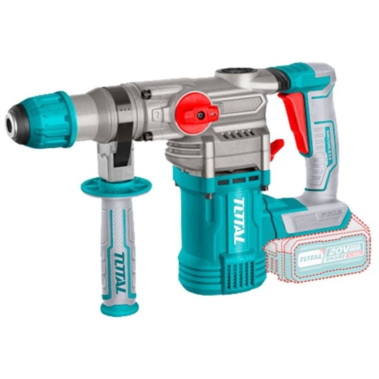 Kladivo vrtací a sekací AKU, SDS Plus, Brushless, 20V Li-ion, 2000mAh, 4,5J, industrial, bez baterie a nabíječky TOTAL