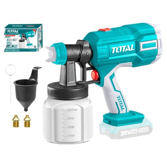 Pistole stříkací na barvu AKU, 20V Li-ion, 2000mAh, bez baterie a nabíječky TOTAL