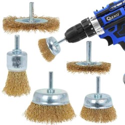 Mosadzná kefa na vŕtačku, sada 5 ks GEKO