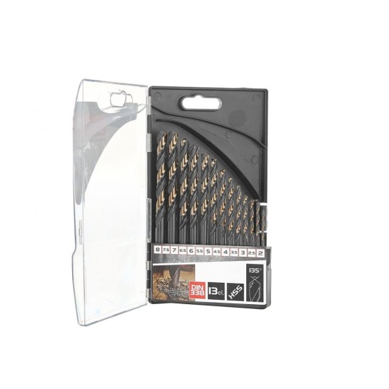 HSS vrtáky do kovu, DIN 338, 2-8mm, sada 13ks TVARDY