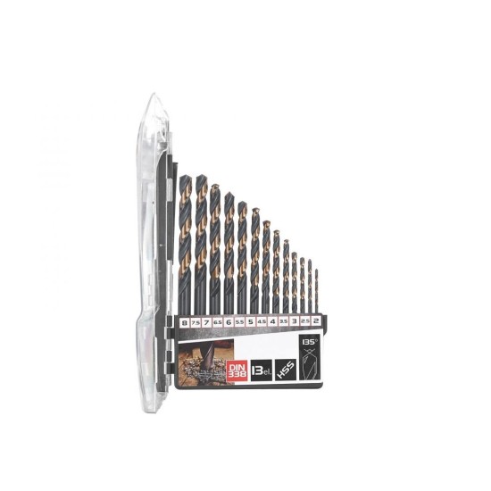 HSS vrtáky do kovu, DIN 338, 2-8mm, sada 13ks TVARDY