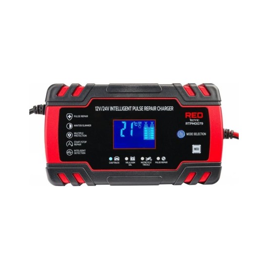 Automatická nabíječka baterií 12/24V, 8A RED TECHNIC Automatická nabíječka baterií 12/24V, 8A RED TECHNIC