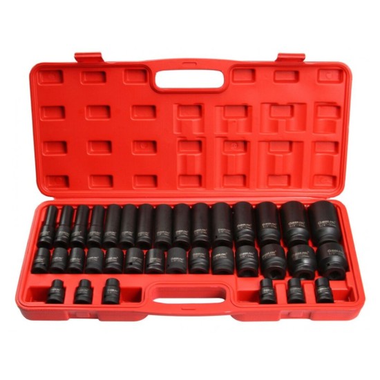 Nástrčné nástrčné hlavice 1/2", 8-32mm, sada 35ks MAR-POL