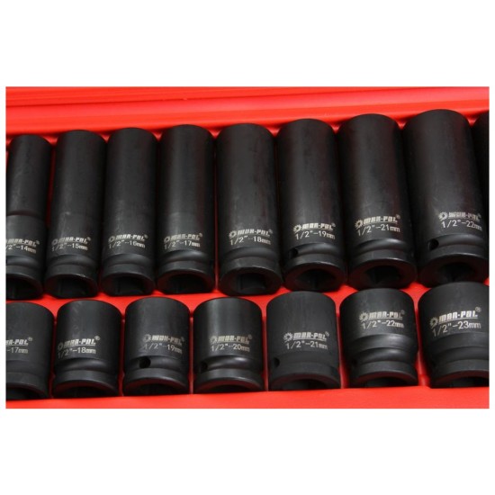 Nástrčné nástrčné hlavice 1/2", 8-32mm, sada 35ks MAR-POL