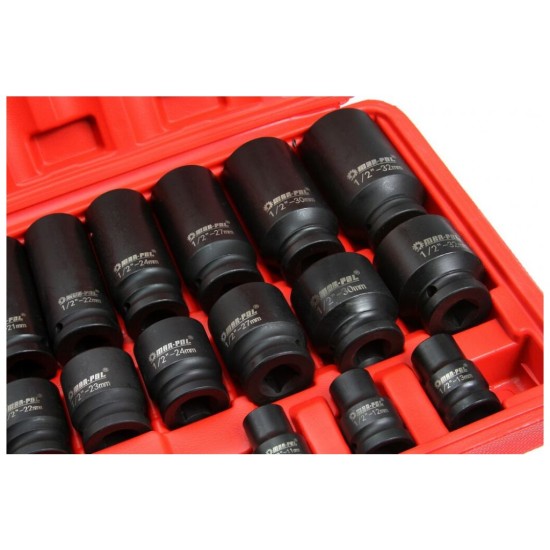 Nástrčné nástrčné hlavice 1/2", 8-32mm, sada 35ks MAR-POL