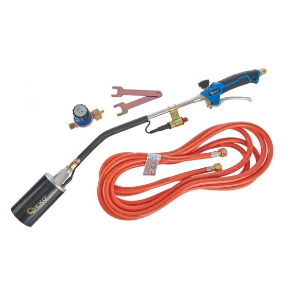 Plynový horák s piezoelektrickým zapaľovaním, ø60mm, hadica 5m, regulátor tlaku GEKO Plynový horák s piezoelektrickým zapaľovaním, ø60mm, hadica 5m, regulátor tlaku GEKO