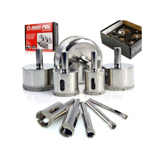 Diamantové dierovky, sada 10ks, 6-68mm, pozinkované MAR-POL