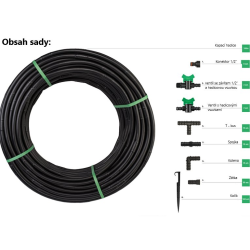 Zavlažovacia súprava, kvapková zavlažovacia hadica prietok vody Drip ø16mm 100m, 182ks BRADAS príslušenstvo