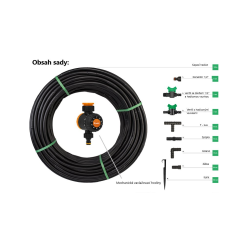 zavlažovacia súprava, odkvapkávacia hadica Water Flow Drip ø16mm 100m, 182ks príslušenstvo a zavlažovací časovač BRADAS