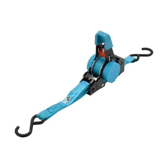 Samonavíjacia račňový a háčikový popruh 100daN 2m TÜV BLUE WAY COMPASS