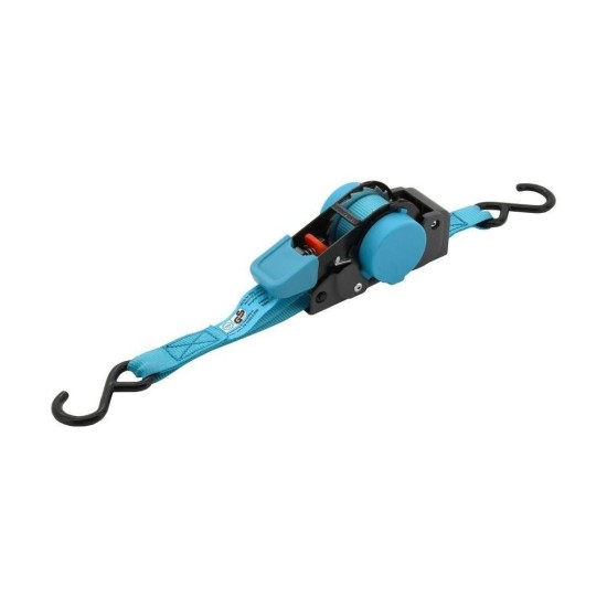 Samonavíjacia račňový a háčikový popruh 100daN 2m TÜV BLUE WAY COMPASS