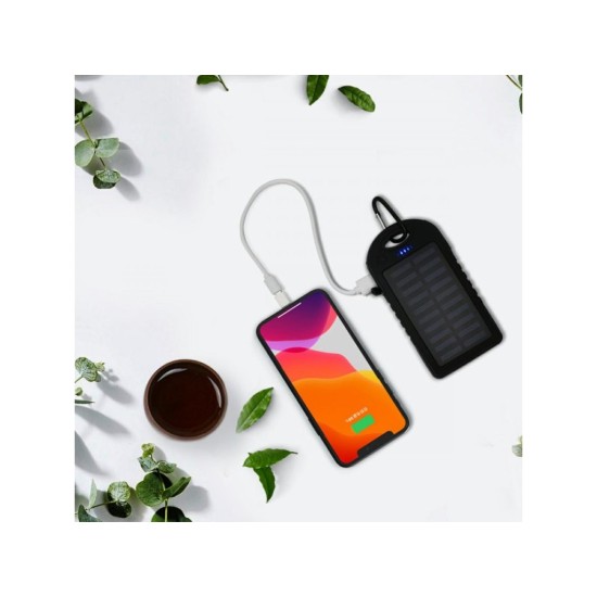 Solárna powerbanka 5000mAh s LED baterkou Solárna powerbanka 5000mAh s LED baterkou