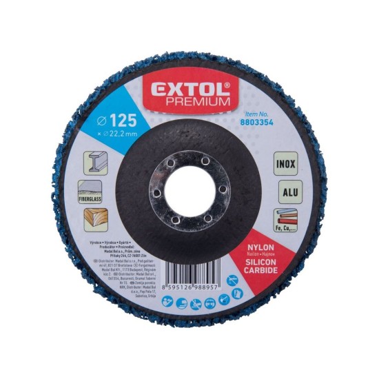 Nylonový brúsny kotúč, ø125x14mm, nylon/brúsne SiC EXTOL PREMIUM Nylonový brúsny kotúč, ø125x14mm, nylon/brúsne SiC EXTOL PREMIUM
