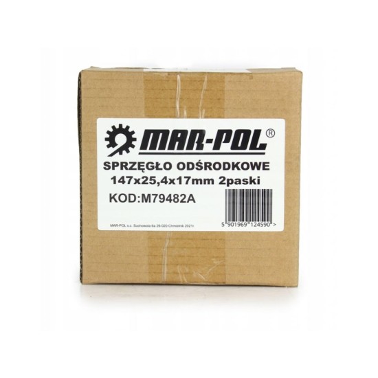 Odstredivá spojka 147x25,4mm, pero a drážka, 2-remeňová MAR-POL Odstredivá spojka 147x25,4mm, pero a drážka, 2-remeňová MAR-POL