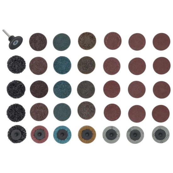 Brusné kotouče, průměr 50mm, různé typy, sada 35 dílů BGS