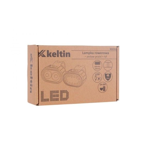 Svetlo na bicykel, sada vpredu 350mAh, zadné 230mAh KELTIN Svetlo na bicykel, sada vpredu 350mAh, zadné 230mAh KELTIN