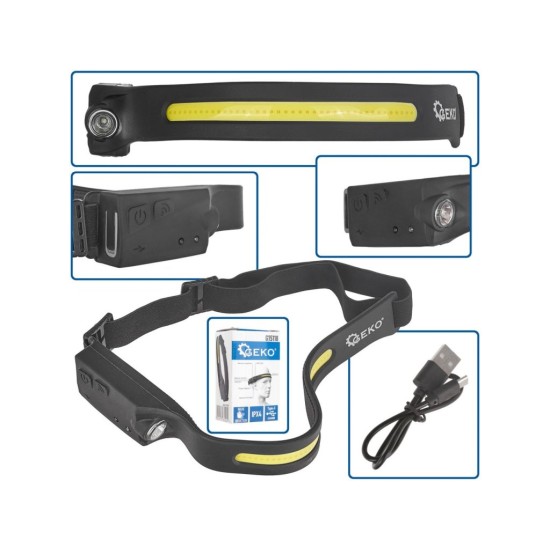 Čelovka s IR snímačom pohybu, 350lm, COB LED/XPE LED, USB nabíjanie KELTIN Čelovka s IR snímačom pohybu, 350lm, COB LED/XPE LED, USB nabíjanie KELTIN