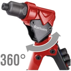 Nitovacie kliešte s otočnou hlavou COMBO, na nit. matice M3-M6 a trhacie nity 2,4-4,8mm FORTUM