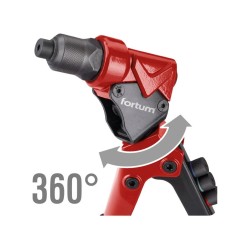 Nitovacie kliešte s otočnou hlavou COMBO, na nit. matice M3-M6 a trhacie nity 2,4-4,8mm FORTUM