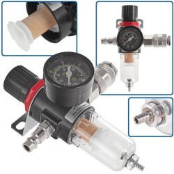 Regulátor tlaku vzduchu s odlučovačom vody a manometrom 1/4" GEKO Regulátor tlaku vzduchu s odlučovačom vody a manometrom 1/4" GEKO