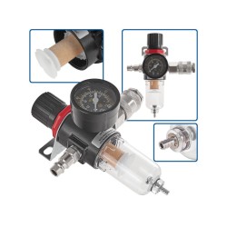 Regulátor tlaku vzduchu s odlučovačom vody a manometrom 1/4" GEKO Regulátor tlaku vzduchu s odlučovačom vody a manometrom 1/4" GEKO