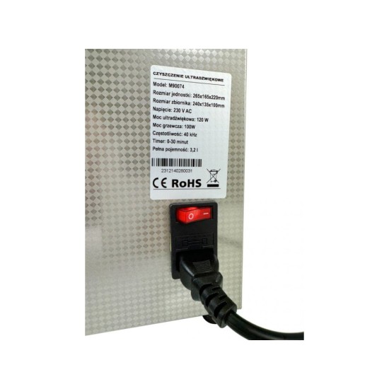 Ultrazvuková čistička 120 W, 3,2 l, nehrdzavejúca oceľ - MAR-POL