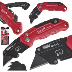 Zatvárací nôž FASTFOLD, s vymeniteľnou lichobežníkovou čepeľou 60x19x0,6mm TVARDY