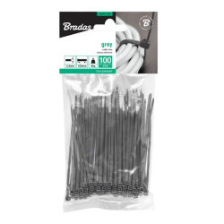 Sťahovacie pásky 2,5x100mm, 100ks SIVÁ