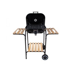 Gril na drevené uhlie, s nastaviteľným roštom 40x40cm, vekom a drevenými policami GEKO Gril na drevené uhlie, s nastaviteľným roštom 40x40cm, vekom a drevenými policami GEKO