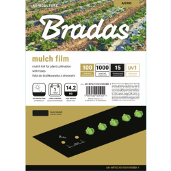 Mulčovacia fólia 15μm, 1x1000m, s otvormi BRADAS Mulčovacia fólia 15μm, 1x1000m, s otvormi BRADAS