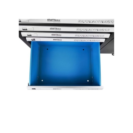 Pojízdný dílenský vozík se sadou nářadí 309ks, 7 polic KRAFT&DELE Pojízdný dílenský vozík se sadou nářadí 309ks, 7 polic KRAFT&DELE