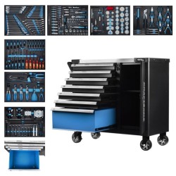 Pojízdný dílenský vozík se sadou nářadí 309ks, 7 polic KRAFT&DELE