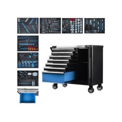 Pojízdný dílenský vozík se sadou nářadí 309ks, 7 polic KRAFT&DELE