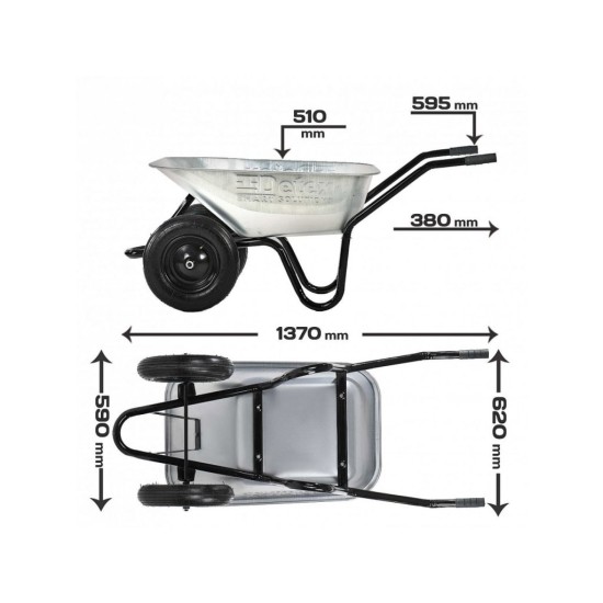 Pozinkované koleso Detex D12, 100l, nafukovacie koleso 350-8, nosnosť 200kg