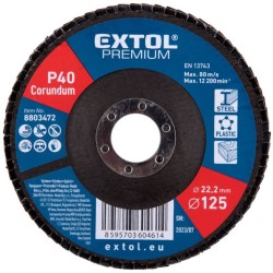 Kotouč lamelový šikmý korundový, 125mm, P40 EXTOL PREMIUM Kotouč lamelový šikmý korundový, 125mm, P40 EXTOL PREMIUM