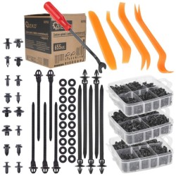 Plastové spojovacie kolíky, spojovacie prvky, demontážne nástroje, sada 655ks GEKO