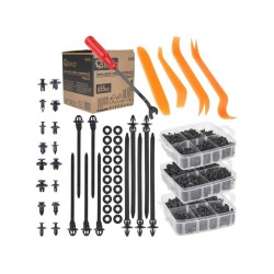 Plastové spojovacie kolíky, spojovacie prvky, demontážne nástroje, sada 655ks GEKO