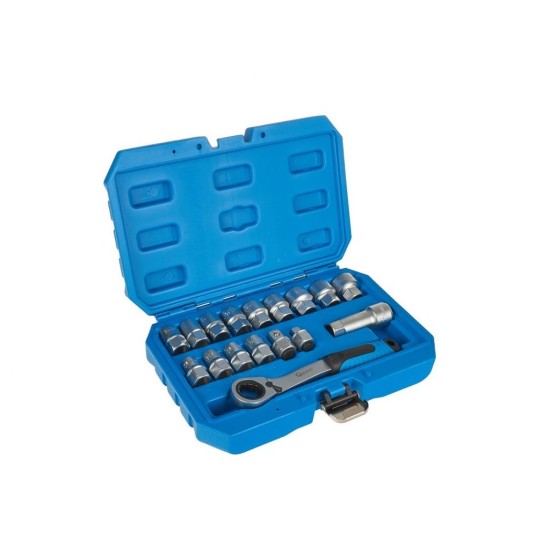 Gola sada s račňou, hlava s profilom Gear Lock 10-24mm, sada 17ks GEKO