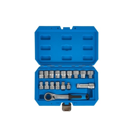 Gola sada s račňou, hlava s profilom Gear Lock 10-24mm, sada 17ks GEKO