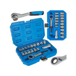 Gola sada s račňou, hlava s profilom Gear Lock 10-24mm, sada 17ks GEKO