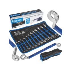 Prstencové kľúče 6 - 32 mm, obojstranné, s pogumovanou rukoväťou, sada 12 ks GEKO Prstencové kľúče 6 - 32 mm, obojstranné, s pogumovanou rukoväťou, sada 12 ks GEKO