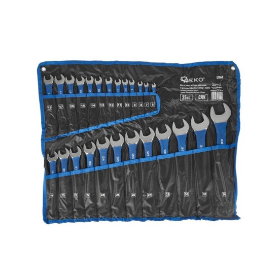 Kľúče 6 - 36 mm, s pogumovanou rukoväťou, sada 25 ks GEKO Kľúče 6 - 36 mm, s pogumovanou rukoväťou, sada 25 ks GEKO