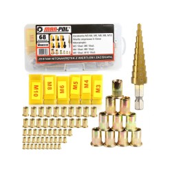 Nitovacie matice, nitovacie čapy M3 - M10, s stupňovitou vŕtačkou, sada 68 ks MAR-POL