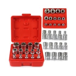 Nástrčná hlava Torx E4 - E24, 1/2", 3/8", 1/4", sada 14 ks MAR-POL Nástrčná hlava Torx E4 - E24, 1/2", 3/8", 1/4", sada 14 ks MAR-POL