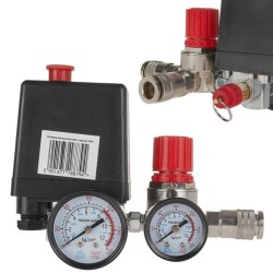 Tlakový spínač pre kompresor 230 V, 2x tlakomer MAR-POL