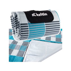 Pikniková, plážová deka s izolací 200×200 cm, šedomodrá - KELTIN