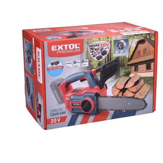 Akumulátor reťazovej píly SHARE 20 V, BRUSHLESS, 30 cm, bez akumulátora a nabíjačky EXTOL PREMIUM