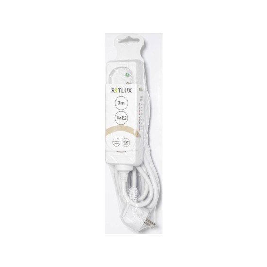 Predlžovací kábel RPC 03, 3 m, 3 zásuvky, 3 x 1,0 mm² RETLUX Predlžovací kábel RPC 03, 3 m, 3 zásuvky, 3 x 1,0 mm² RETLUX