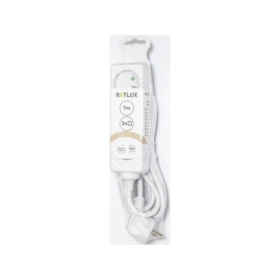 Predlžovací kábel RPC 05, 7 m, 3 zásuvky, 3 x 1,0 mm² RETLUX Predlžovací kábel RPC 05, 7 m, 3 zásuvky, 3 x 1,0 mm² RETLUX