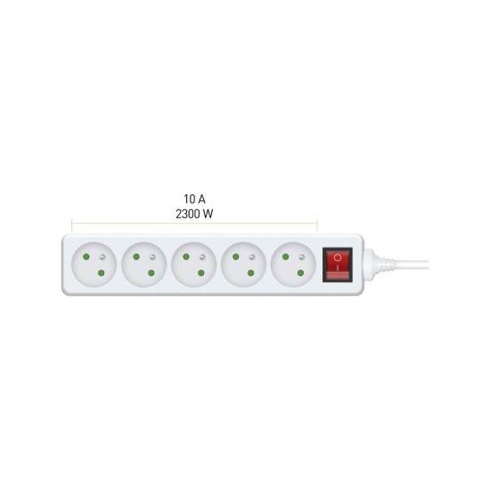 Predlžovací kábel RPC 31, 5 m, 5 zásuviek, 3 x 1,0 mm² WS RETLUX Predlžovací kábel RPC 31, 5 m, 5 zásuviek, 3 x 1,0 mm² WS RETLUX
